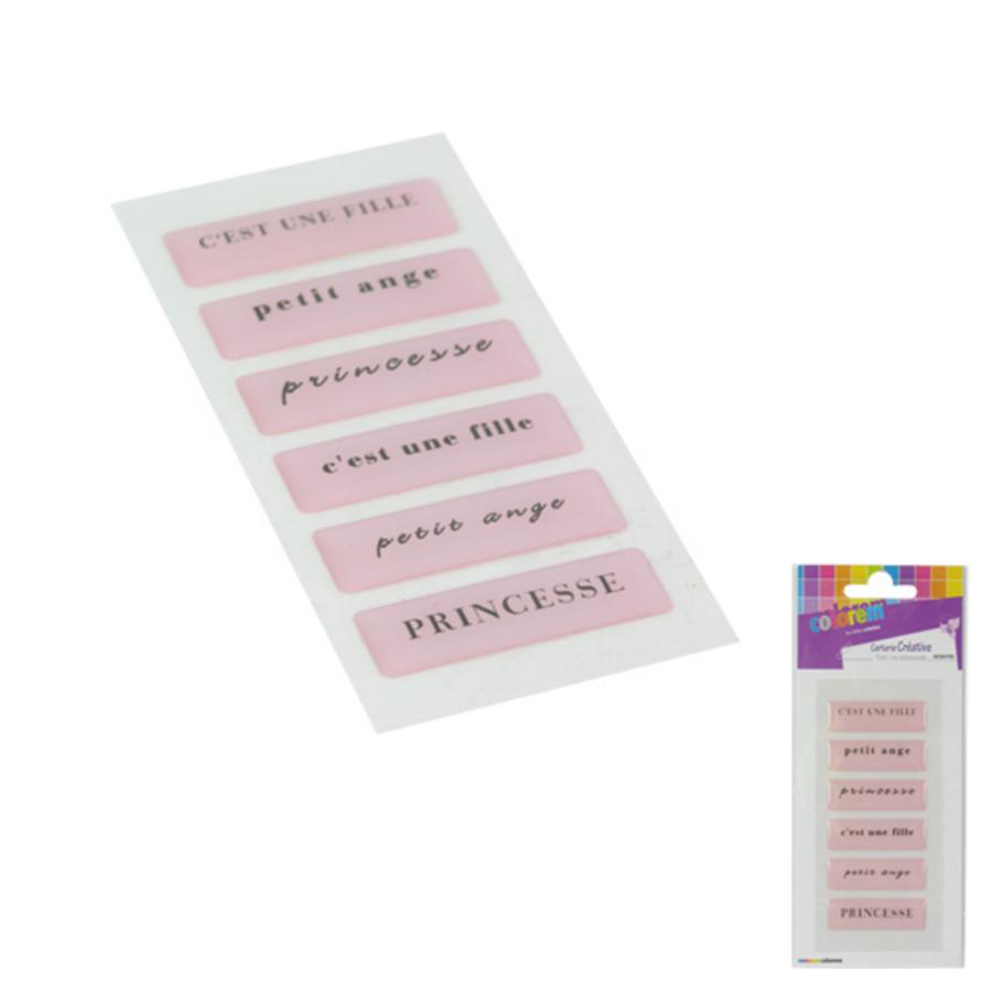 STICKERS PHRASES FILLE 6 PCS