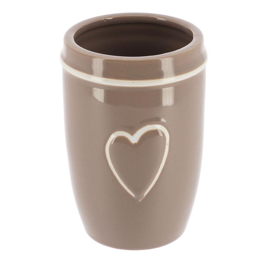 GOBELET GRES TAUPE COEUR