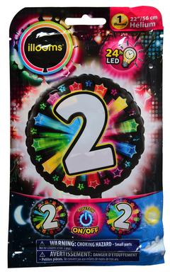 BALLON LUMI. CHIFFRE 2 56CM