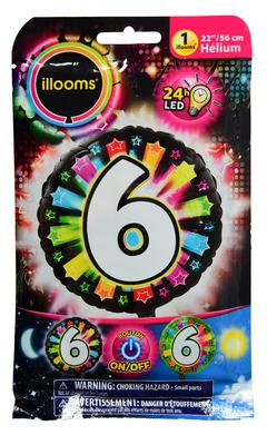BALLON LUMI. CHIFFRE 6 56CM