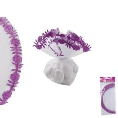 TULLE ROND FLORAL PRUNE X10