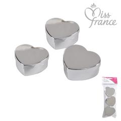 BOITE COEUR ARGENTE - X3PCS