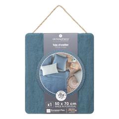 TAIE OREILLER LIN BLEU CANARD
