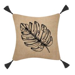 COUSSIN 45X45 FEUILLE NOIR