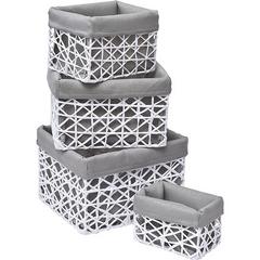 SET DE 4 PANIERS GRIS & BLANC