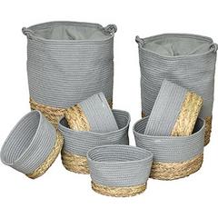 SET DE 8 PANIERS EN COTON GRIS