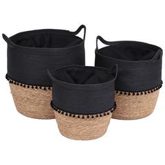 SET 3 PANIERS PAILLE & PAPIER