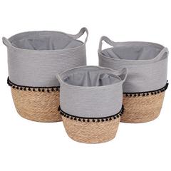 SET 3 PANIERS PAILLE & PAPIER