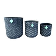 SET 3 CACHE POTS CYLINDRE GRIS