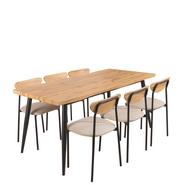 TABLE ET 6 CHAISES BOIS CLAIR