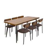 TABLE ET 6 CHAISES BOIS FONCE