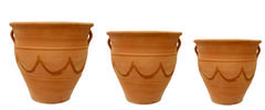 SET 3 CACHE POTS TERRE CUITE