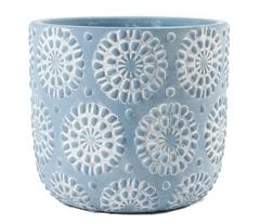CACHE POT BLEU MOTIF FLEURS