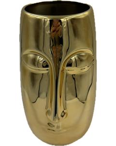 VASE VISAGE DORE EN CERAMIQUE